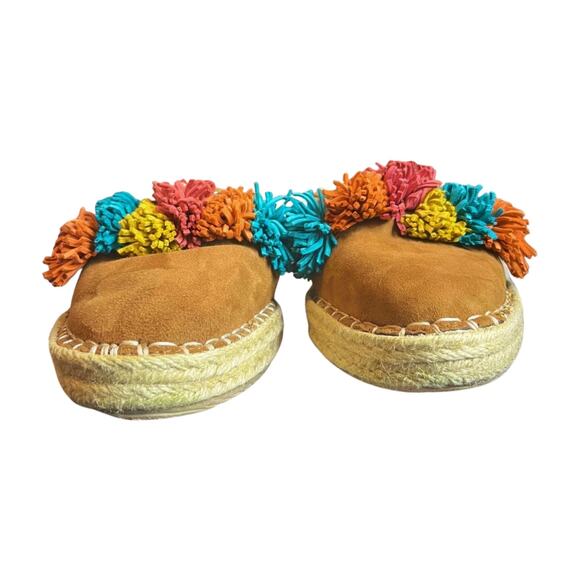 Sam Edelman Issa Suede Pom Pom Espadrilles Slip-On Flats Size 7.5 Boho Chic - Picture 4 of 10